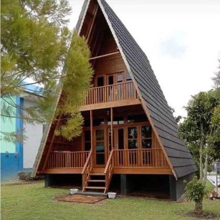 Jual Rumah Glamping Segitiga Minimalis Kayu Jati