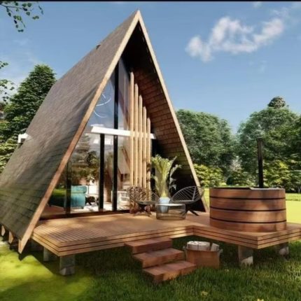 Rumah Kayu Segitiga Minimalis Modern – Rumah Kayu Segitiga